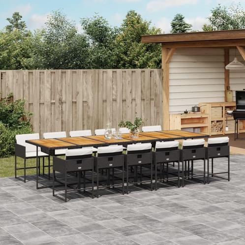 vidaXL 13-delige Tuinset met kussens poly rattan zwart, Tuin en Terras, Tuinsets en Loungesets, Tuinset, Nieuw, 2 zitplaatsen
