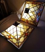 Plafondlamp (2) - Tiffany - Geleid glas en staal. - Plafonds, Antiek en Kunst