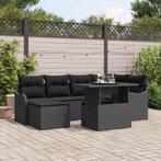 vidaXL 7-delige tuinsofa set met kussens in zwart poly, Verzenden, Nieuw, Rotan