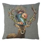 gobelin kussen funky deer hoed 45x45cm, Huis en Inrichting, Verzenden, Nieuw