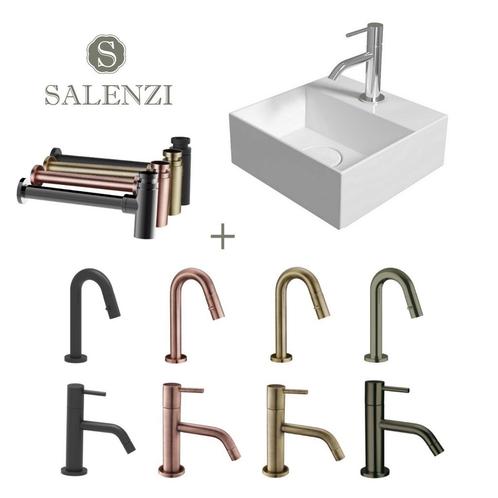 Salenzi Fonteinset Spy 30x30 cm Mat Wit (Keuze uit 8 kranen, Doe-het-zelf en Verbouw, Sanitair, Overige typen, Nieuw, Chroom, Ophalen of Verzenden