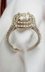 Ring - 18 karaat Witgoud, Ring met een kussendiamant -, Sieraden, Tassen en Uiterlijk, Ringen, Nieuw