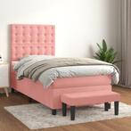 vidaXL Boxspring met matras fluweel roze 100x200 cm, 100 cm, Eenpersoons, Verzenden, Nieuw