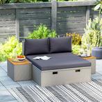TRUUSK Polyrattan Zonneligstoel Voor 2 Personen Dubbele Ligs, Verzenden, Nieuw