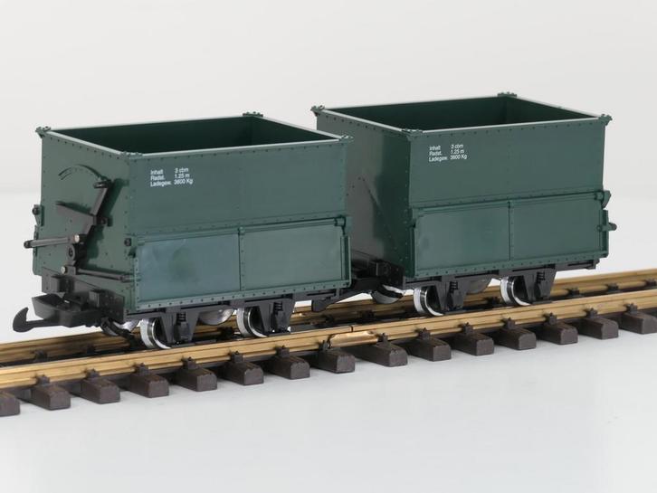 LGB 40190 Feldbahn-Schüttgutwagen, 2 Stück, Metallrader, Hobby en Vrije tijd, Modeltreinen | Overige schalen, Overige typen, Gebruikt