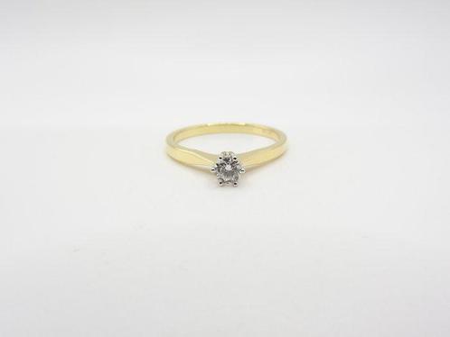 Ring - 18 karaat Geel goud, Witgoud - 0.26ct. tw. Diamant, Sieraden, Tassen en Uiterlijk, Ringen