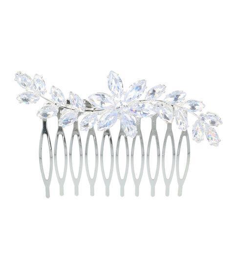 Sierkam Facet Stenen Leaves Bloem 6cm Zilver, Sieraden, Tassen en Uiterlijk, Uiterlijk | Haarverzorging, Verzenden