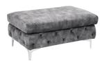 Chesterfield kruk MODERN BAROK 92cm donkergrijze fluwelen, Huis en Inrichting, Banken | Voetenbanken en Poefen, Ophalen of Verzenden