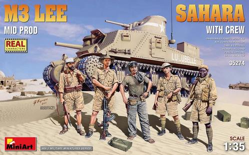 Miniart - 1/35 M3 Lee Mid Prod. Sahara W/crew (7/21), Hobby en Vrije tijd, Modelbouw | Overige, Nieuw, Verzenden