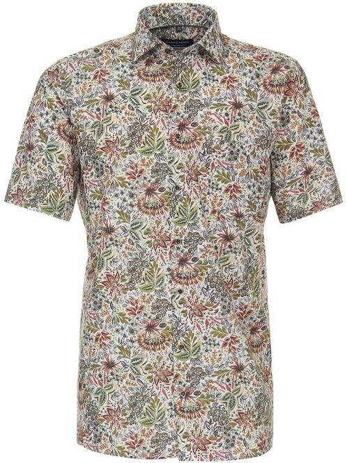 Casa Moda Gebloemd Korte Mouw Overhemd 834064400-300 Groen, Kleding | Heren, Overhemden, Groen, Nieuw, Verzenden