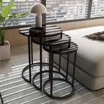 [en.casa] Bijzettafel set van 3 Kyyjärvi zwart en transparan, Verzenden, Nieuw