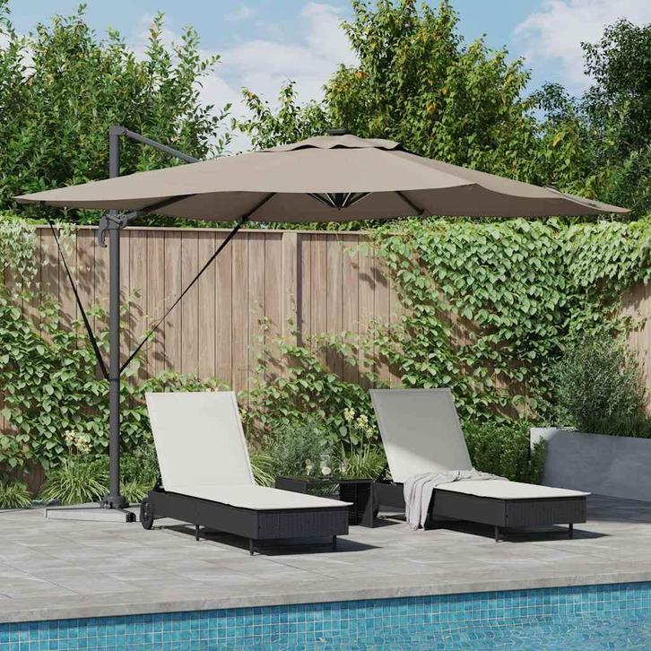 vidaXL Parasol Taupe 286 x 285 x 270 cm Aluminium, Tuin en Terras, Parasols, Nieuw, 2 tot 3 meter, Verzenden