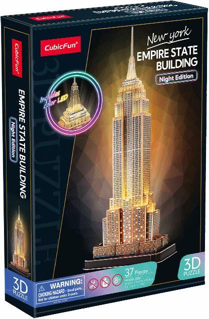 Empire State Building LED 3D Puzzel (37 stukjes) | CubicFun, Hobby en Vrije tijd, Denksport en Puzzels, Nieuw, Verzenden