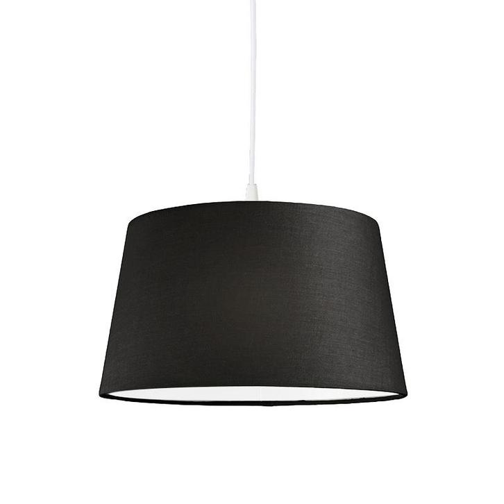 Moderne hanglamp wit met zwarte kap 45 cm - Pendel, Huis en Inrichting, Lampen | Hanglampen, Nieuw, Kunststof, 75 cm of meer