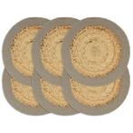 vidaXL Placemats 6 st 38 cm jute en katoen natuurlijk en, Verzenden, Nieuw, Grijs