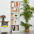 Nieuwe Boekenkast 5 planken - Wit en Eikenlook kleur, Huis en Inrichting, Kasten | Boekenkasten, Verzenden, Nieuw