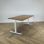 zit-sta slingerbureau 180x80 cm, Cognac - Wit, Ophalen of Verzenden, Gebruikt, Bureau