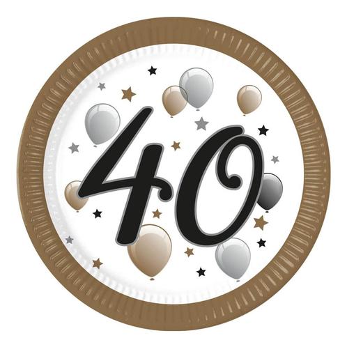 40 Jaar Borden Papier 23cm 8st, Hobby en Vrije tijd, Feestartikelen, Nieuw, Verzenden