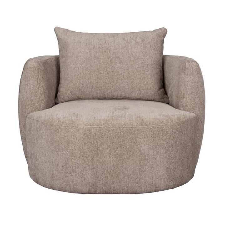 *WOONWINKEL* Dutchbone Rocca Cappuccino Ronde Fauteuil Met R, Huis en Inrichting, Fauteuils, Nieuw, Stof, Verzenden