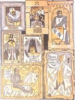 Jonge wijn in oude vaten op spotprent (lijst optie, Lithos), Verzenden