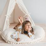 Vloerkussen met franjes | Ecru (speelkussen, bohemian), Ophalen of Verzenden, Nieuw