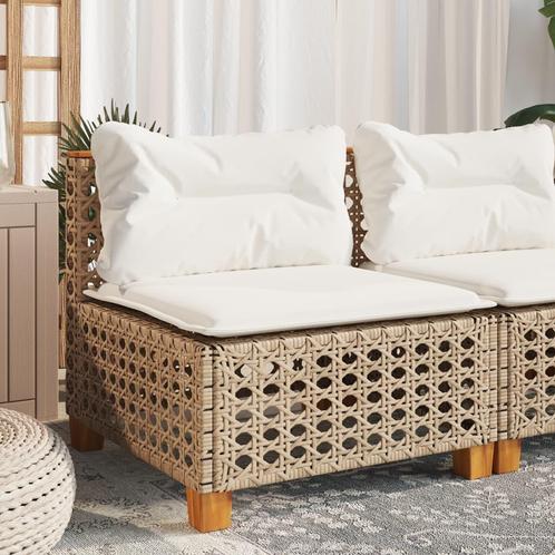 vidaXL Tuinbank zonder armleuning met kussens poly rattan, Tuin en Terras, Tuinsets en Loungesets, Nieuw, Rotan, Verzenden