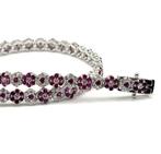 Tennis armband - 18 karaat Witgoud - 5.50ct. tw. Robijn -