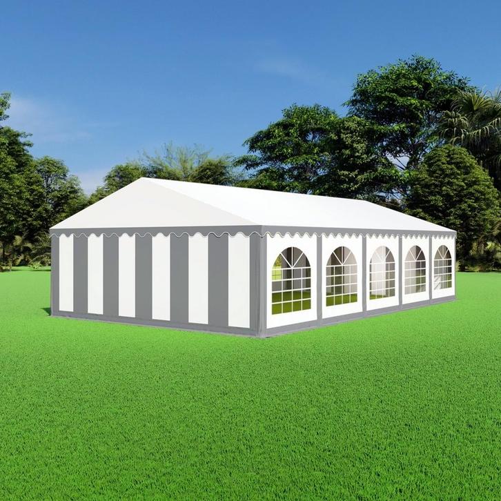 Partytent 6x10 PVC - Premium | Grijs / wit, Tuin en Terras, Partytenten, 6 meter of meer, 8 meter of meer, 2 meter of meer, Nieuw