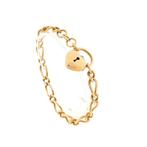 9 Karaat fantasieschakel armband met hart slot, Ophalen of Verzenden, Gebruikt, Overige kleuren, Goud