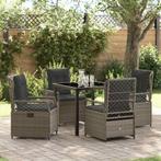 vidaXL Tuin eettafelset 5 pcs Grijs poly rattan, Tuin en Terras, Verzenden, Nieuw, Rotan