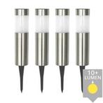 Solar priklamp Lucifer RVS padverlichting (4 stuks), Tuin en Terras, Buitenverlichting, Verzenden, Minder dan 50 watt, Nieuw, Rvs