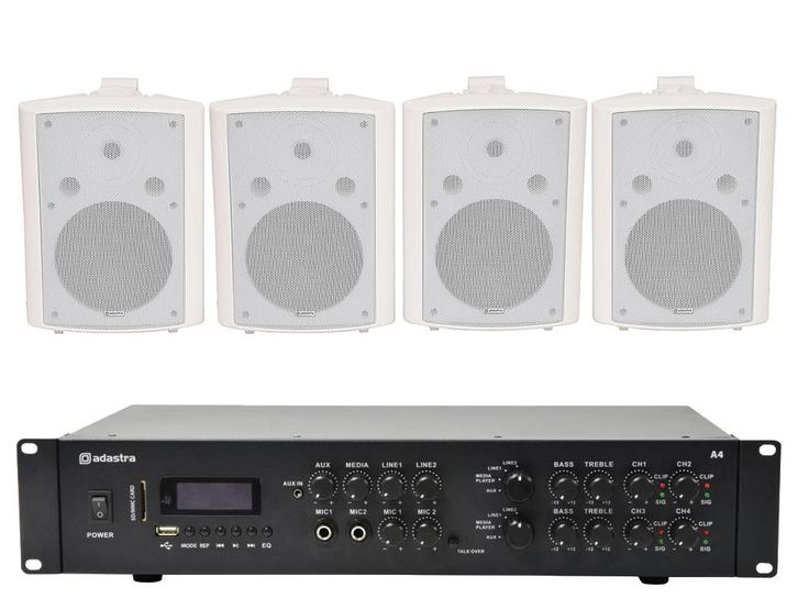 Adastra Indoor Speakerset 3 + A4 Bluetooth Versterker USB/SD, Audio, Tv en Foto, Luidsprekers, Overige typen, Nieuw, Overige merken