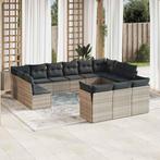 vidaXL 13-delige Loungeset met kussens poly rattan, Verzenden, Nieuw, Rotan, Loungeset