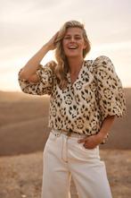 -10% Nukus  Nukus Nks02100 delilah blouse panter  maat M, Kleding | Dames, Verzenden, Nieuw, Wit