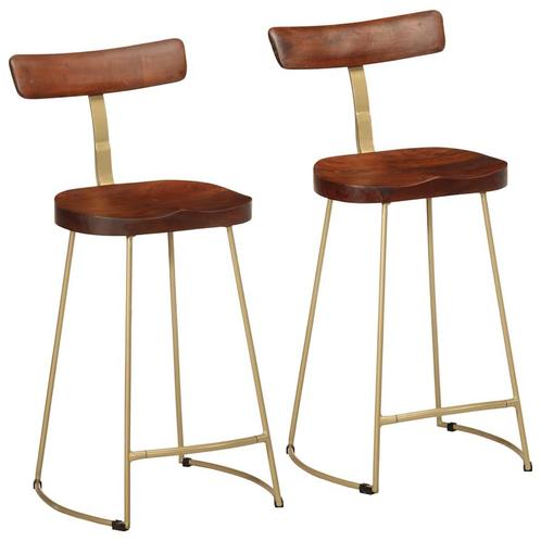 vidaXL Barkrukken 2 st 49x43x88 cm massief mangohout, Huis en Inrichting, Barkrukken, Nieuw, Verzenden