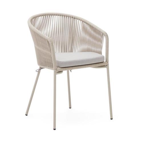*WOONWINKEL* Kave Home Yanet Beige Tuinstoel Met Armleuninge, Tuin en Terras, Tuinsets en Loungesets, Nieuw, Verzenden