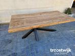 Massief Oud Houten Eettafel Incl. Stalen Onderstel 200cm