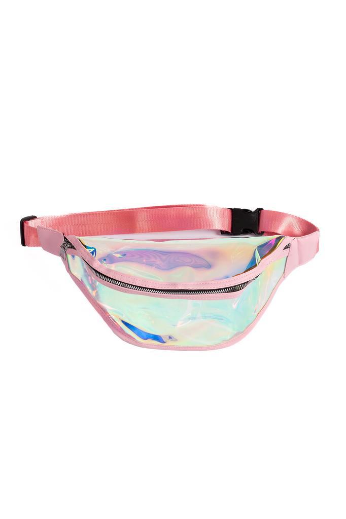 Grote Transparante Iridescent Heuptas Lichtroze Holografisch, Sieraden, Tassen en Uiterlijk, Tassen | Damestassen, Overige typen