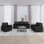 vidaXL 3-delige Loungeset met kussens kunstleer zwart, Huis en Inrichting, Banken | Bankstellen, Verzenden, 150 tot 200 cm, Nieuw