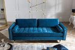 Design 3-zits loungebank COSY VELVET 220cm petroleumblauw, Ophalen of Verzenden, Nieuw