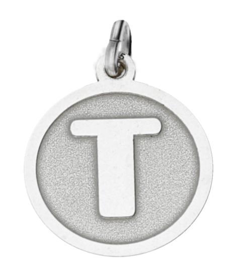 Zilveren Letter T rond mat en glans kettinghanger, Sieraden, Tassen en Uiterlijk, Kettinghangers, Verzenden
