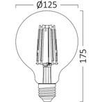 LED Lamp E27 Globe Filament - Brinton - Amber 6W 540lm - 822, Led-lamp, Soft of Flame, Nieuw, E27 (groot)