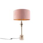 Art Deco tafellamp goud velours kap roze 50 cm - Diverso, Huis en Inrichting, Lampen | Tafellampen, Nieuw, Art Deco, 75 cm of meer