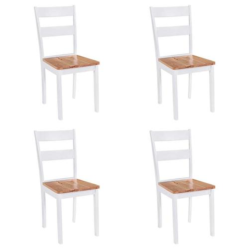 vidaXL Eetkamerstoelen 4 st massief rubberwood wit, Huis en Inrichting, Stoelen, Wit, Nieuw, Verzenden