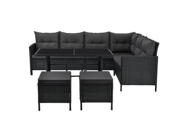 Veiling - Loungeset Manacor - Polyrotan - Zwart, Tuin en Terras, Tuinsets en Loungesets