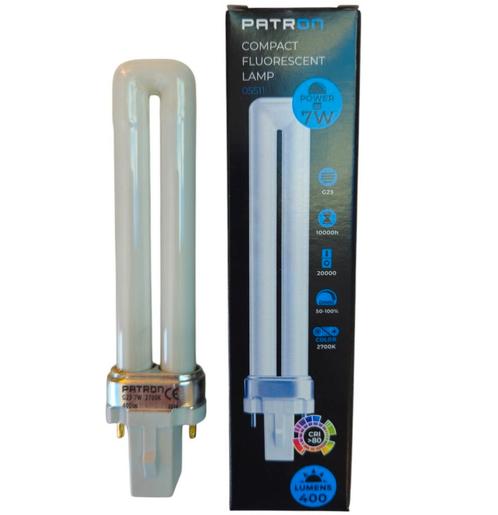 Patron Spaarlamp 2-pins PL-S 7W/827/2P G23, Huis en Inrichting, Lampen | Overige, Nieuw, Ophalen of Verzenden