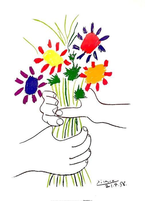 Pablo Picasso (after) - Le Bouquet de l’amitié - Offset, Antiek en Kunst, Kunst | Tekeningen en Foto's