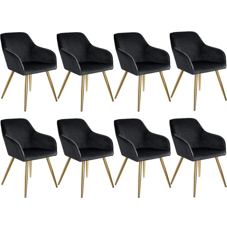 Eetkamerstoel Marilyn fluweellook, gouden poten - zwart/goud, Huis en Inrichting, Stoelen, Verzenden