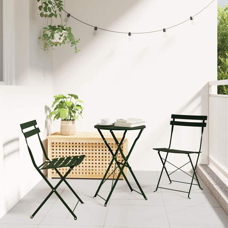 vidaXL Tuin Opvouwbare Stoel 2 pcs Groen 42 x 46 x 82cm, Tuin en Terras, Tuinstoelen, Nieuw, Metaal, Verzenden