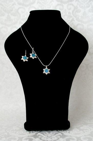 Complete sieradenset Davidster met Romeins glas bestaande..., Sieraden, Tassen en Uiterlijk, Antieke sieraden, Verzenden